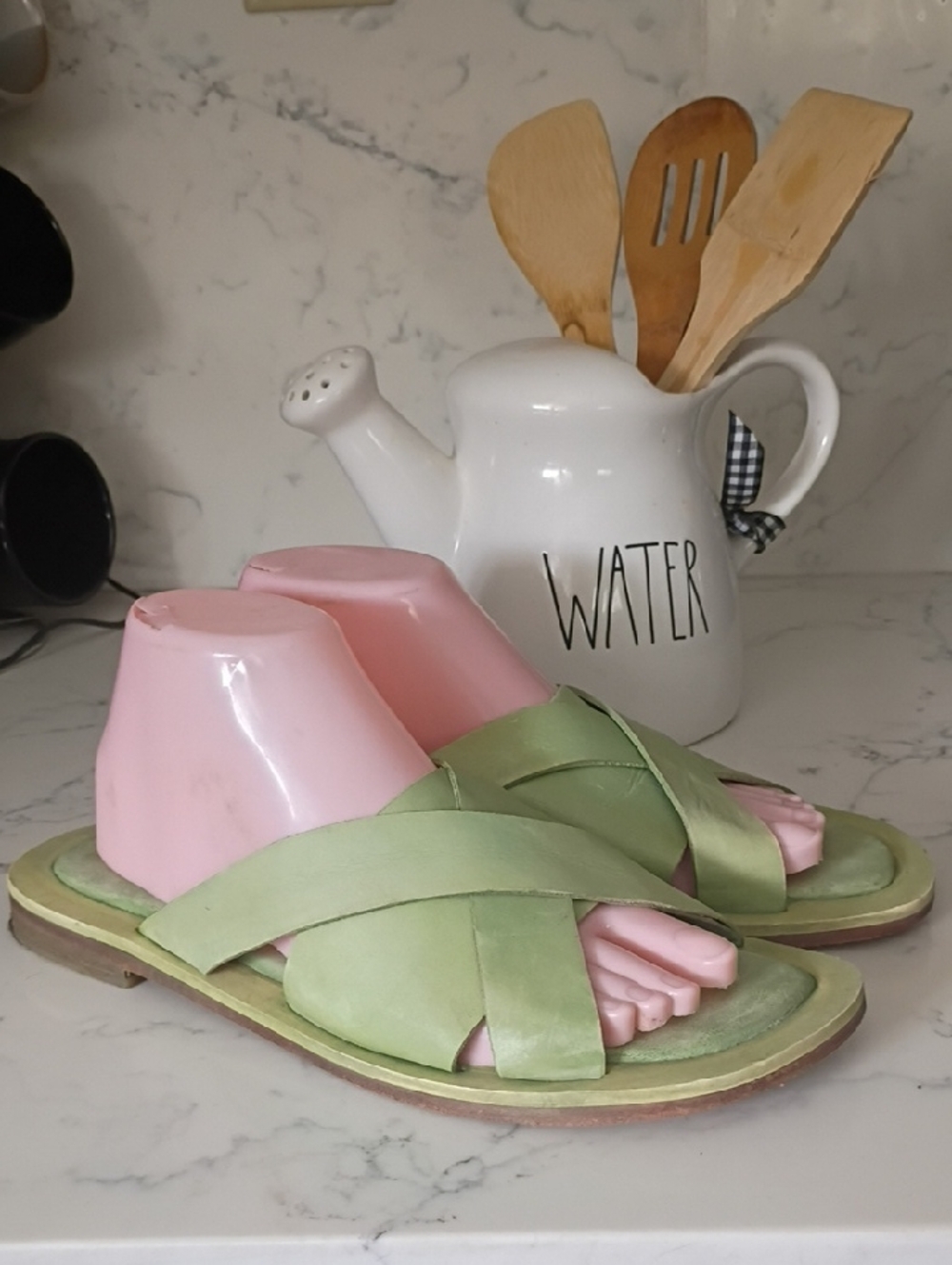 Free People Women’s Sage Green Crisscross Slide Sandals